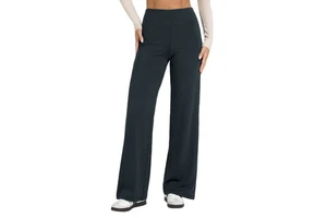 Women's Sporty Solid High Waist Stretch Nylon Velour Yoga Pants Mid-Calf Sport Fitness Trousers