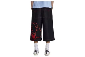 New Arrival Men's Jean Shorts Solid Black Baggy Jorts Custom Denim Mid Non-Stretch 100% Cotton Oversized Printing Casual Summer