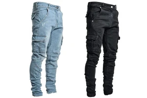 New Denim Men's Breathable Side Pocket Small Trouser Leg Straight-leg Autumn/Winter/Summer Jeans
