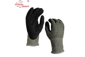 SRSAFETY Industry Grade A9 ISO13997 Level F Anti-cut Gloves Safety Protection Mesh Cutting Glove with Nitrile Sandy Finish