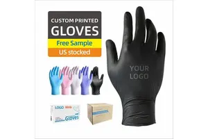 For ABC-DG01 Kitchen Work Safety Wholesale Manufacturer Black Nitrile Disposable Gloves Powder Free/Latex Free Thick