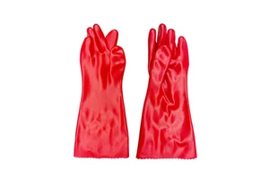 Wholesale Red PVC Anti-Impact Safety Gloves Chemical Resistant Anti-Heat Waterproof Anti-Cut Powder-Free Silicone-Free Straight