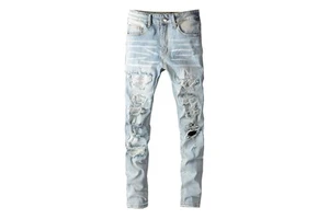 Factory Hot Sale Men's Denim Work Trousers Classic Straight Jeans Pants-Resistant Button