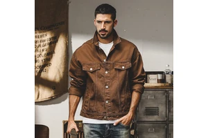 Men's Loose Plus Size Casual Breathable Button Jean Denim Jacket 100% Cotton Solid Spring Autumn Classic Trucker Style Slim Fit