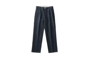 Men's Tapered Denim Jeans Washed Blue Cotton Blend Casual Pants Slim Tapered Leg Business Casual Denim Trousers