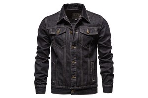 Men's Unique Style Blue Denim Jacket Embroidered Collar Patch Bomber Pilot Casual Outwear Autumn Motorcycle Jeans Coat Washed