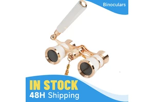 Custom Logo 3X25 Black White Red Gold Opera Glasses With Chain Binoculars Gold Opera Glasses Fashion Telescope For Theater