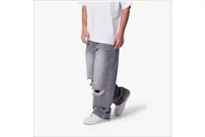 Top Quality Men's Denim Jeans Baggy Straight Leg High Street Style Cotton Spandex Quick Dry Destroy Wash Custom Denim Pants