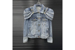 Bettergirl 2025 new Autumn detachable shoulder padded denim jacket