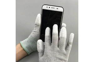 GI Wholesales Price Carbon Stripe Pu Finger Coated Gloves Cleanroom Safety Work Hand Polyester Antistatic Esd Top Fit Gloves