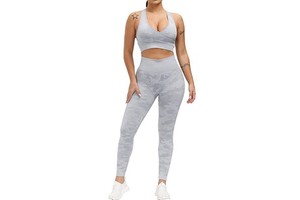 Gym Fitness Sets Women High Quality Sports Outfit Scrunch Leggings Bra Front Quick Dry Spandex/Nylon Skinny Fit Long Sleeve