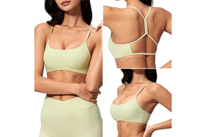 Lightweight Breathable Nylon Spandex Yoga Bra Y-Back Cutout With Removable Cups And Medium Support For Fitness Enthusiasts