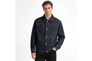 QianZhuang Wholesale High-End Men's Denim Jacket 100% Cotton Breathable Printed Heat-Transfer Printed Vintage Style