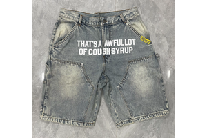 American Streetwear Shorts Men's Clothes Denim Jeans High Quality Wholesale Custom That's a Awful Lot of Cough Syrup Pants