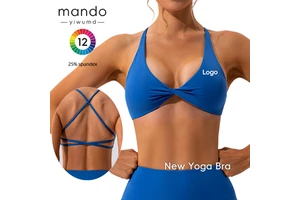 220Grams 75% Nylon 25% Spandex Double-Sided Naked Feel Women's Sports Bra Twisted Front Cross Back Removable Pads