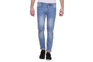 Formal Style Men Vintage Denim Trousers Chino Cut Rivet Blue Jeans Professional Office Wear Apparel Sustainable Cotton Bulk