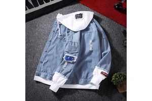 Autumn Fashion Trending Hooded Denim Men's Top Extension Multi-color Spring Couple Casual Jacket
