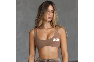 Breathable Quick Dry Shock-Proof Yoga Sport Bra Open Back with Padded Curved Hem Soft Backless Sports Bra