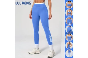Women's Clothes Activewear Slim Fit Fitness Pants Sportswear Athleisure Ribbed Apparel Color Blocking Yoga Leggings For Women
