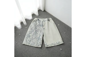 Custom Men's Jorts High Quality 100% Cotton Denim Shorts Vintage Washed Retro Embroidery Men's Breathable Summer Jorts