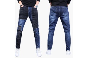 Hot Sale Men's Denim Jeans Pants Trousers Plus Size Carrot Fit Washed Technique Hip Hop Style Harem Pants Button Decoration Mid
