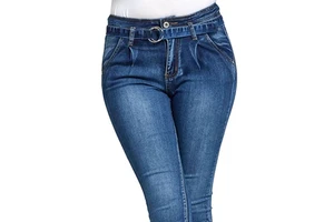 Hot Summer Casual High Street Denim Trousers Women Regular Fit Embroidery Belt Plus Size Pencil Jeans Breathable Slit