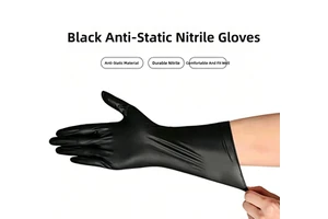 Powder Free Nitrile Gloves Black Disposable Hand Protection for Laboratory Chemical Handling Janitorial Maintenance Work Safety