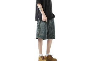 High Quality Denim Street Style Vintage Washed Solid Embroidery Summer Woven Casual Shorts Custom Jorts Men's Jeans