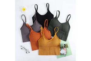 Candy Colors Seamless Padded Adjustable Shoulder Strap Top Bra for Girls Elasticity Yoga Running Top 32 Size