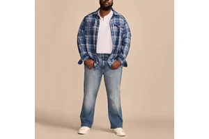 Men Plus Size Denim Pants Big and Tall Straight Leg Jeans with Comfort Stretch for Casual Everyday Wear