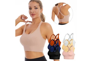 Lightweight Seamless Halter Gym Bra for Women X Straps Shock Absorber Cut Out High for Impact Polyester Spandex Exercise Top