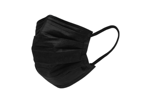 LeFine 3-Ply Disposable Adult Respirator Mask Flat Style Non-Woven Breathable Anti-Dust Protective Face Cover Black Adjustable