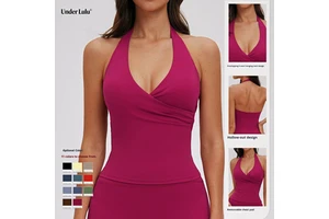 UnderLulu Custom Back Nude Feeling Shock-Proof Push-Up Anti-Sagging Fitness Top Halter Neck Sports Bra Lightweight Seamless Yoga