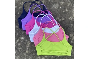 Solid Color Cross Hollow Gym Yoga Underwear Top Shockproof With Chest Pad Women Fitness Sports Bra