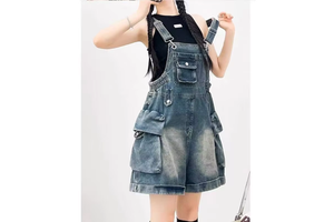 Women Vintage Denim Overall Shorts Fashion Loose Slim Wide Leg Jumpsuit Bib Overalls Bulk Wholesale Custom OEM Available