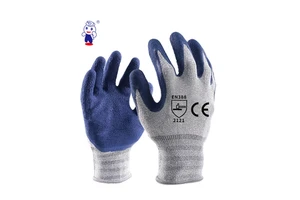 Factory Hot Sale Dongfanghong Latex Coated White Blue Work Gloves Anti-Slip Grip Industrial Safety Rubber Construction Hand