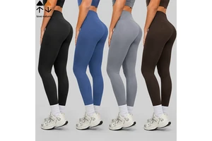 Women's Naked Feel Yoga Leggings High Waist No Front Seam Back Pocket 4 Way Stretch Peach Lift Gym Fitness Pants
