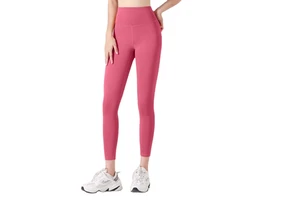 2025 Custom High Waist Women's Fitness Pants European American Style Solid Seamless Breathable Wrinkle-Resistant Long Peach Yoga