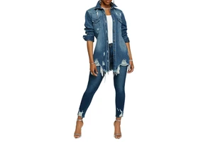 Women's Custom Denim Jacket with Cotton & Sheep Skin Breathable Knitted Design Embroidery Details High Quality Outdoor Wear