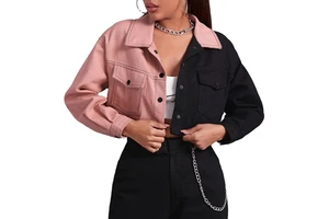 USA Wholesale OEM Custom Women's High Quality Regular Denim Jacket in Pink Woven Cotton Fabric Casual Jeans Style