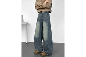 Large Size High Street Jeans for Men, Loose and Trendy Brand, Cool and Straight Leg Pants