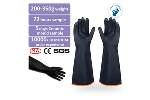 Black 45cm Long Heavy Duty Safety Gloves with Protective Cuff Protect Hands Gloves