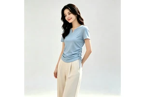 Custom Plus Size Women Short Sleeve Yoga Top Lightweight Four-Way Stretch Curved Hem Quick Dry Breathable