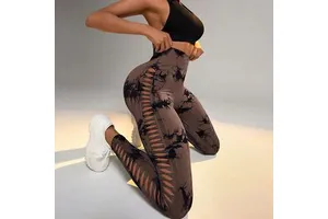 Bestselling Upgraded Tie-dye Spandex/Nylon Yoga Pants Seamless Hip-lifting Full-Length Leggings Side-cutout Design High-waisted
