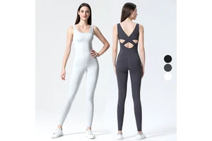 Trendy Plus Size Sleeveless Women Sports One Piece Playsuit Jumpsuits