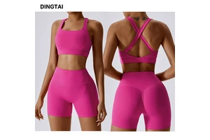 Hot Sales Soft Breathable Workout Tops Padded Sports Bra Gym Sports Running Wear Women Sports Bras Short Set