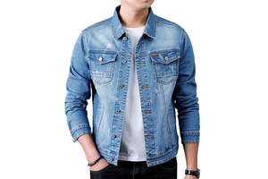 Wholesale Custom Coated Denim Jeans Jackets High Quality Front Logo Men's Winter Jacket