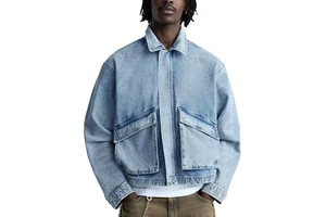 OEM Custom Mens Jean Denim Jacket Faded Effect Denim Cotton Coat Oversized Vintage Washed Denim Jacket