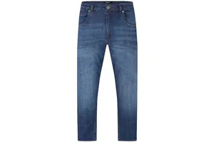 Plus Size Men's Slim Fit Denim Jeans Mid Rise Straight Softener Waist Casual Streetwear