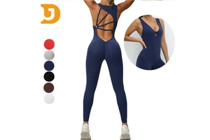 2023 Custom Logo Women Jumpsuit Sport Training Wear Gym Fitness Sets Workout Clothing Playsuit One Piece Workout Yoga Jumpsuit